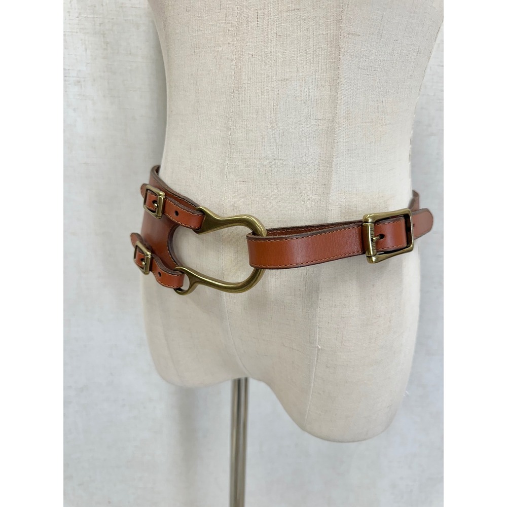 Lauren Ralph Lauren Brown Leather Equestrian Hook Buckle Waist Belt Womens S - Picture 12 of 13